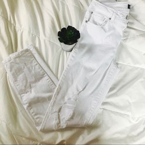 White high waisted distressed jeans